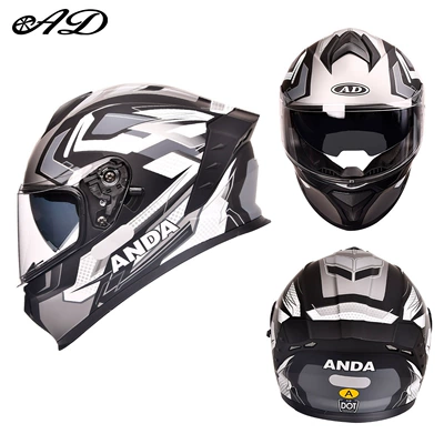 Motorcycle Safety Supplies — Helmet for Men and Women, Universal - black-and-white-lines-3cdot-certification-transparent-mirror-m50-54-head-circumference