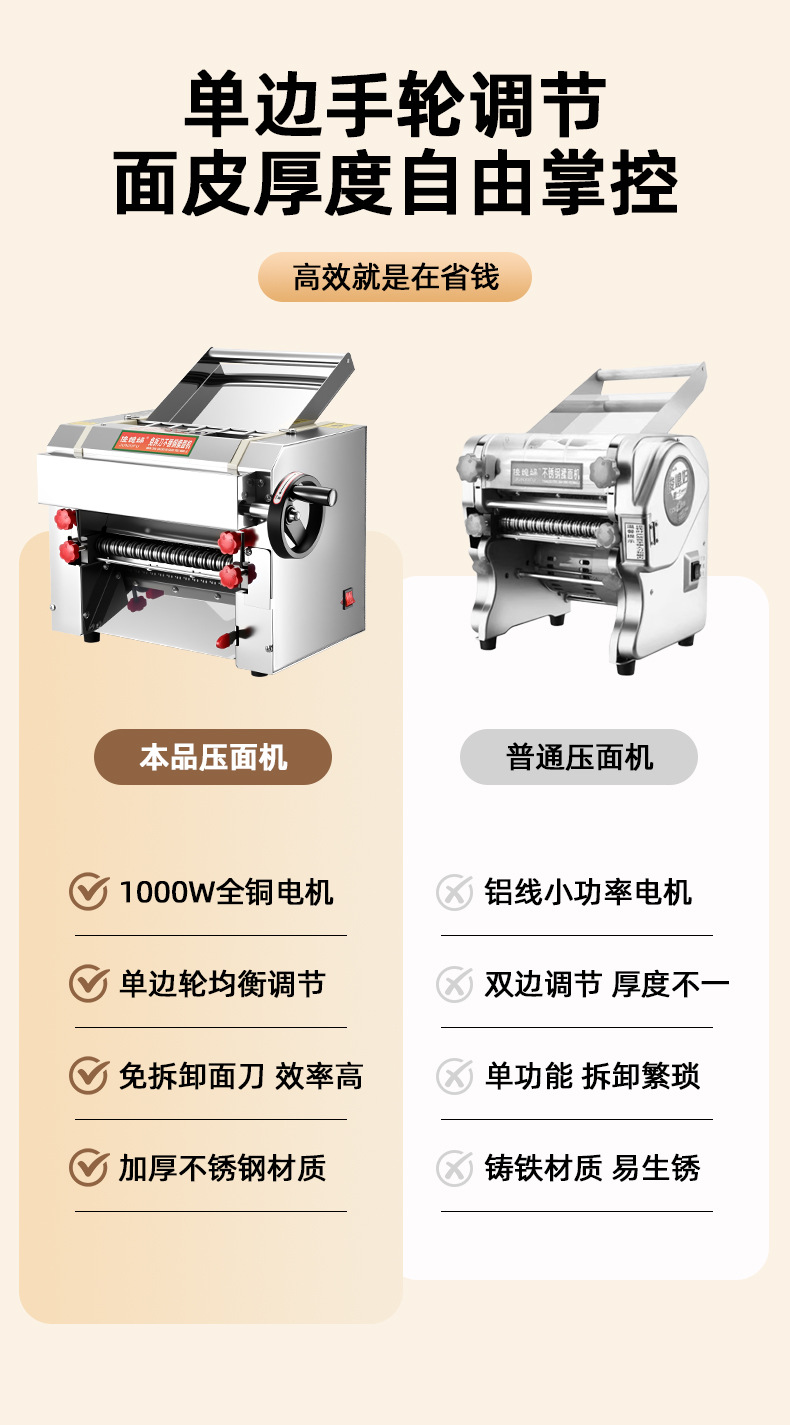 Junxisao einseitig verstellbare kommerzielle Nudelmaschine elektrische Nudelmaschine kleine automatische Nudelwalzenmaschine vollautomatische Teigknetmaschine