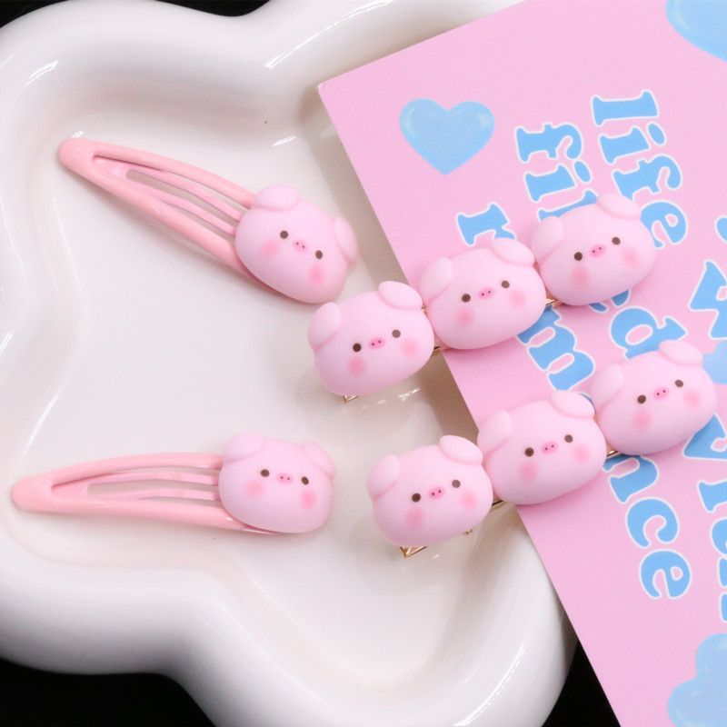 Cartoon Solid Color Piglet Hairpin Ins Style Hairpin Sweet Girl Duckbill Clip Pink Baby Clip Super Cute New Year Clip
