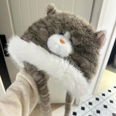 秋冬のかわいい猫のぬいぐるみの耳の服の部品の帽子の趣味は防寒して厚い保温の耳を保護します。