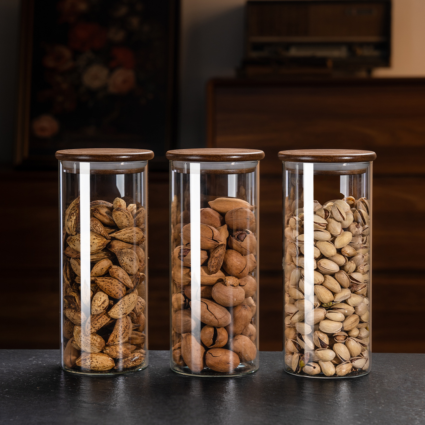 Tanque de almacenamiento de sellado de cocina tanque de almacenamiento de vidrio de gran capacidad tanque de almacenamiento de granos de nueces