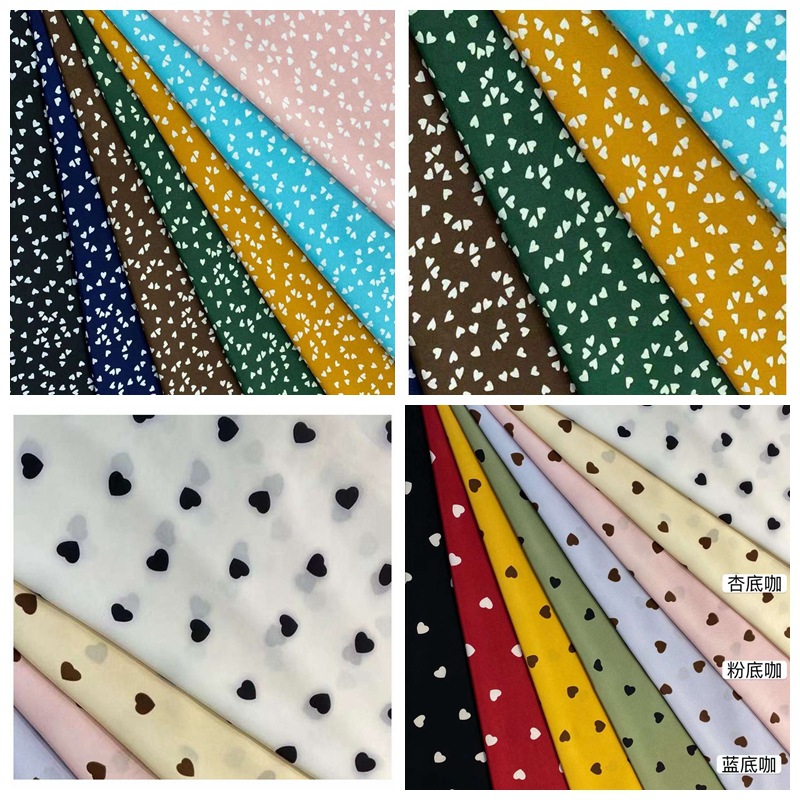 Four sides bomb love pattern printing clothing Fabric cloth Thin material soft Dress cloth wholesale
