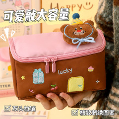 小さな家の鉛筆バッグ、大容量の学生文具バッグ、高価値の収納バッグ、女の子の分類化粧品バッグ卸売