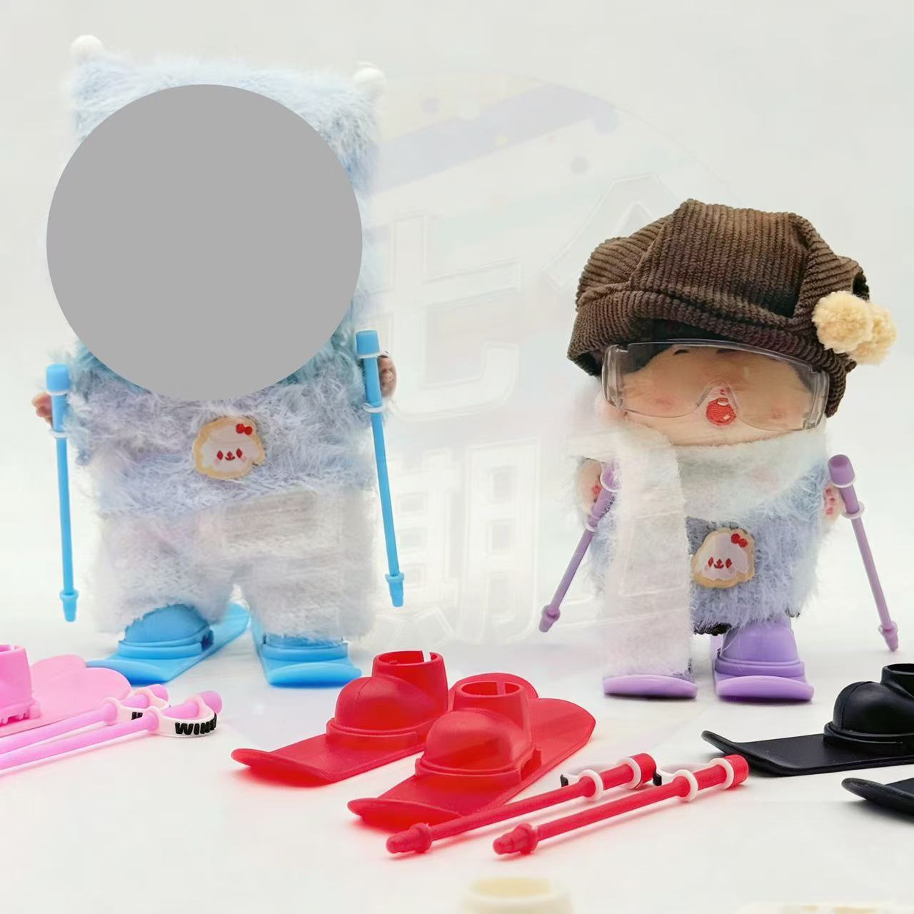 Can Stand 15cm Monkey Monchhichi Dress-Up Ski Sled Tool Windproof Goggles Snow Stick Shoes and Boots Accessories