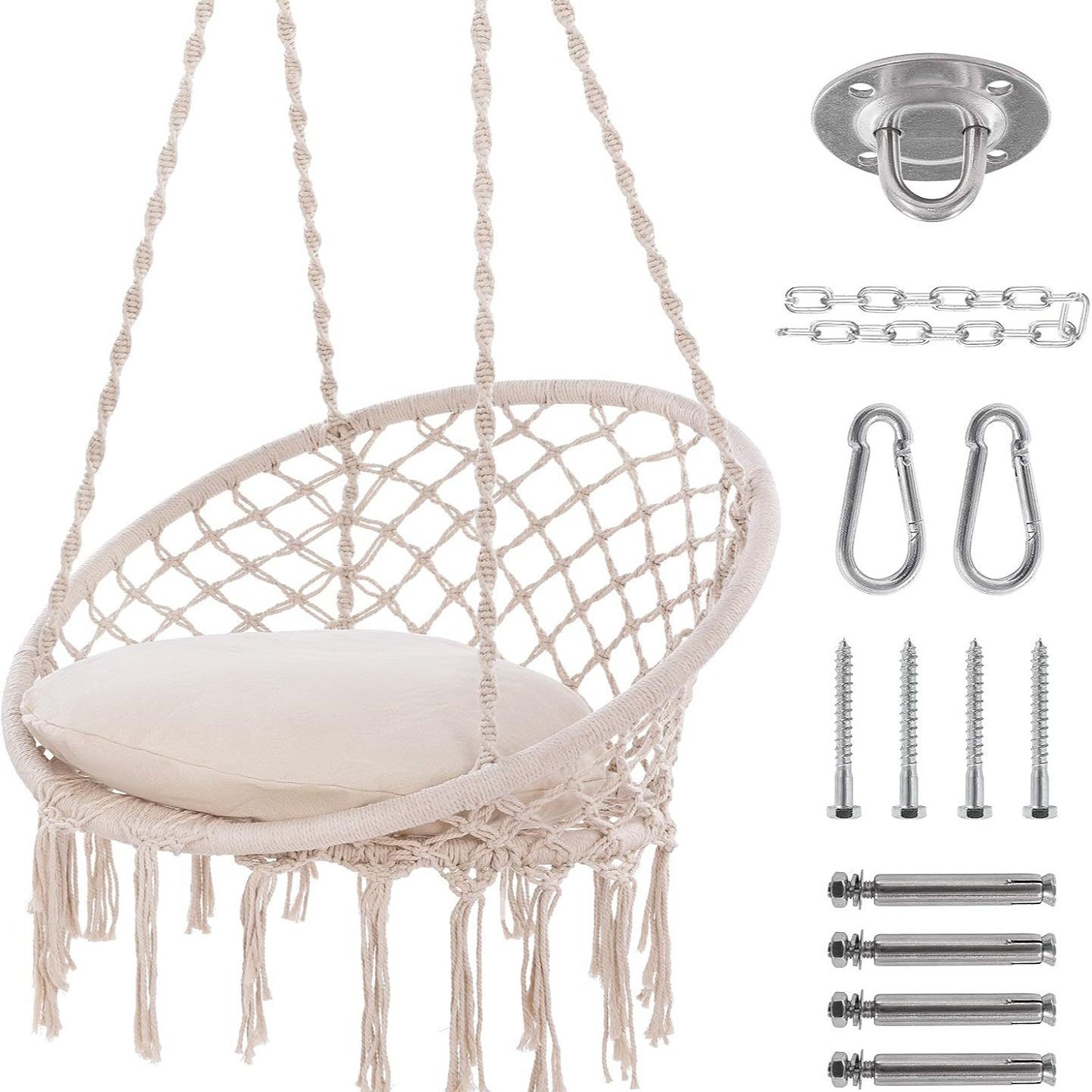 Transfronterizo especial borla cuerda de algodón cesta tejida Comercio exterior Estilo nórdico interior silla colgante al aire libre columpio fábrica al por mayor