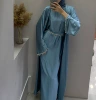 Blue cardigan+inside+two crystal chains