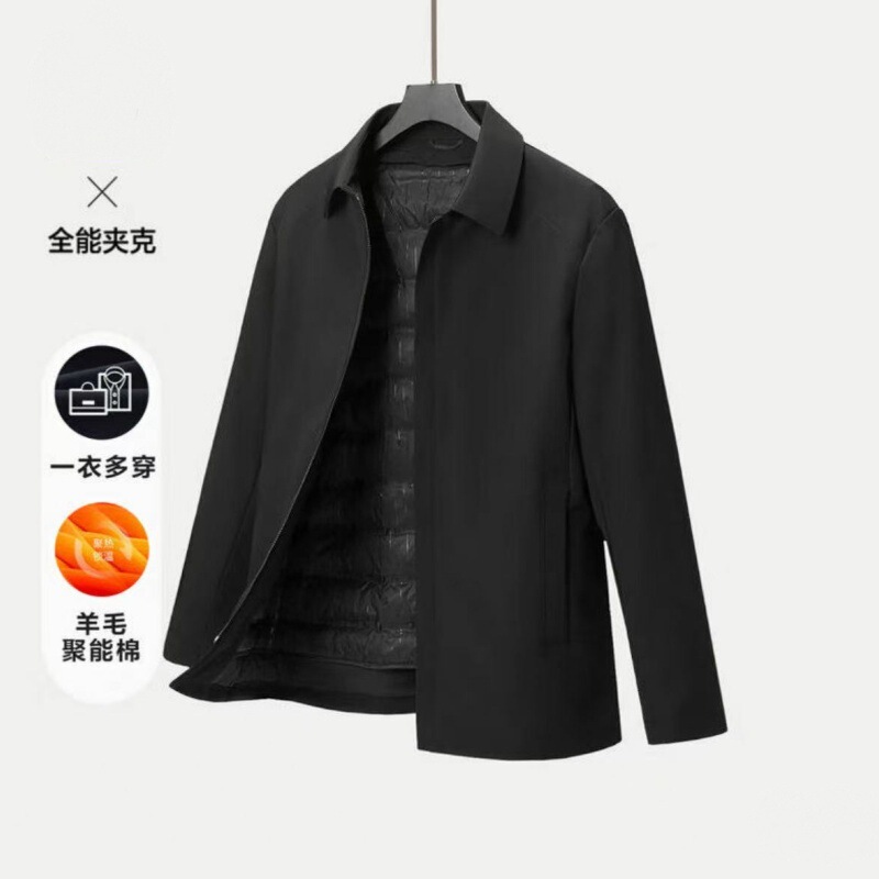 Hs018 Cut Label, One-Piece, Multi-Wear, Removable Sheep Wool Liner, Simple Pure Color Lapel Jacket