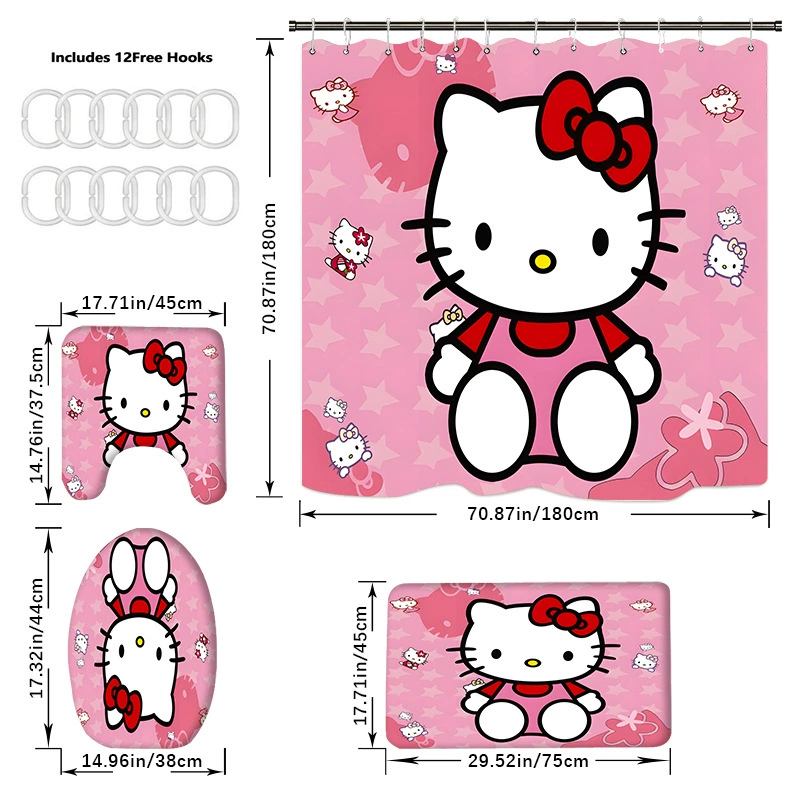 (跨境贸易), Hello Kitty, водонепроницаемая штора, сервис 3D печати, полиэстер