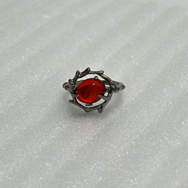 Lava Liquid Dornenring Mit Rotem Edelstein Designer Ring_voghion.com