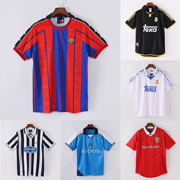 Retro Real Madrid Jerseys Manchester United Arsenal Santos Barcelona Ac Chelsea Paris Bayern Munich Football Uniforms