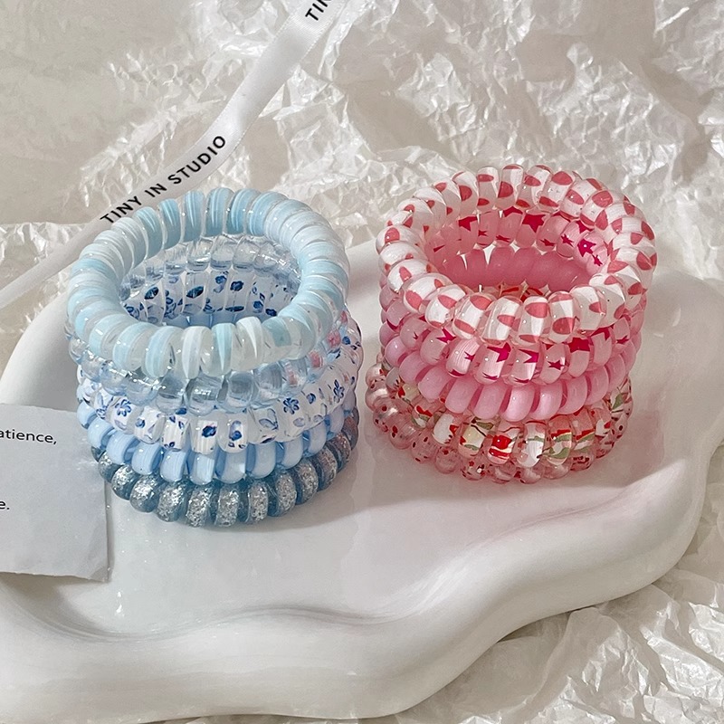 Línea telefónica azul anillo de cabello para mujeres 2025 nueva cuerda de cabeza de alta elasticidad duradera no dañando el cabello banda de goma bola de cabello