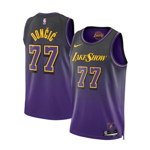 New Lakers Jersey No. 77 Doncic City Edition Yellow Printed Basketball Uniform Can Be Customized
