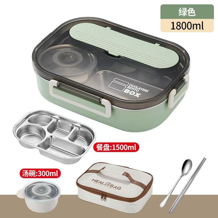 Caja de almuerzo de aislamiento sellado de estudiantes de oficina caja de almuerzo portátil de gran capacidad 304 acero inoxidable con tazón de sopa