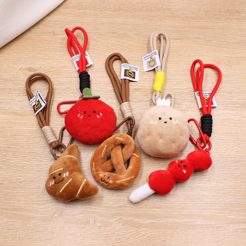 Creative Cartoon Alkaline Water Bread Plush Pendant Girls Bag Pendant Mobile Phone Hanging Chain Key Chain Pendant Wristband Style