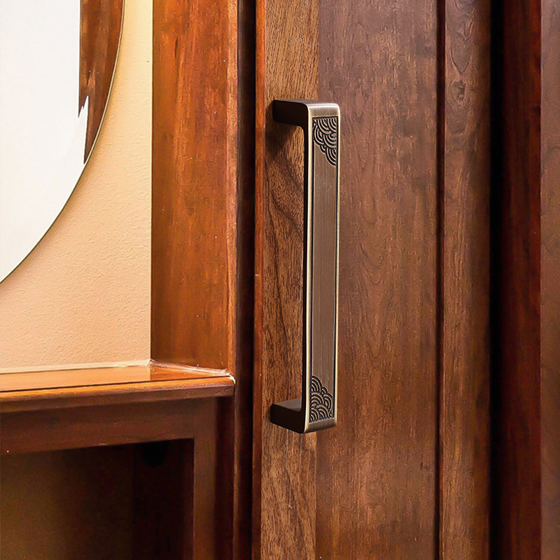 中式黃銅拉手櫃門新中式金色門把手復古柜子仿古櫥櫃衣櫃抽屜拉手