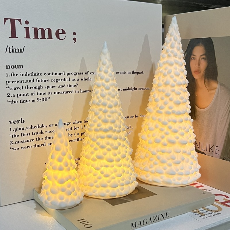 セラミッククリスマスツリーナイトライト家庭用インスタ风雰囲気感装饰北欧クリエイティブデスクトップ置物シーンアレンジ|undefined