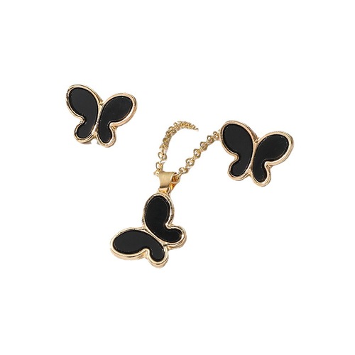 Cross-border green striped butterfly niche personality temperament light luxury high-end sense Instagram three-piece set women's jewelry set