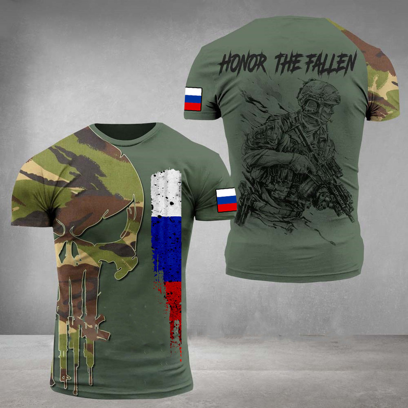 Russian Army Camouflage Men's T-Shirt Commando Veteran 3D Special Forces Short Sleeve Men's Clothing