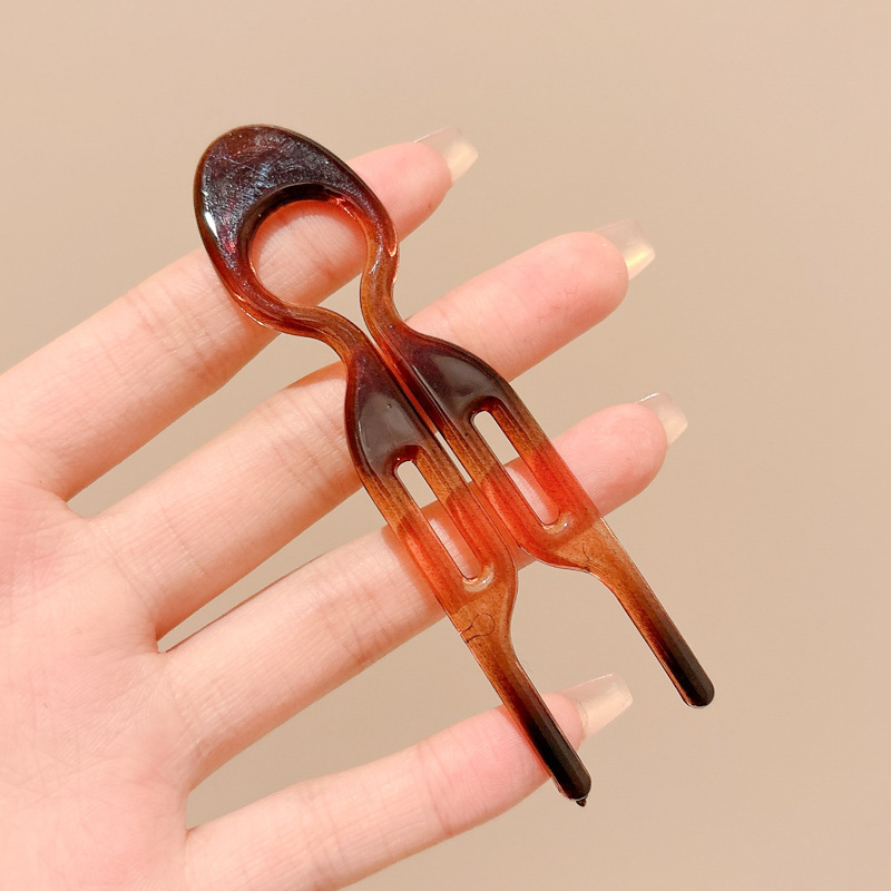 Horquilla en forma de U de cabello perezoso, cabeza de bola femenina, artefacto fijo, temperamento de sentido avanzado, peinado, horquilla para el cabello en la parte posterior de la cabeza, tocado