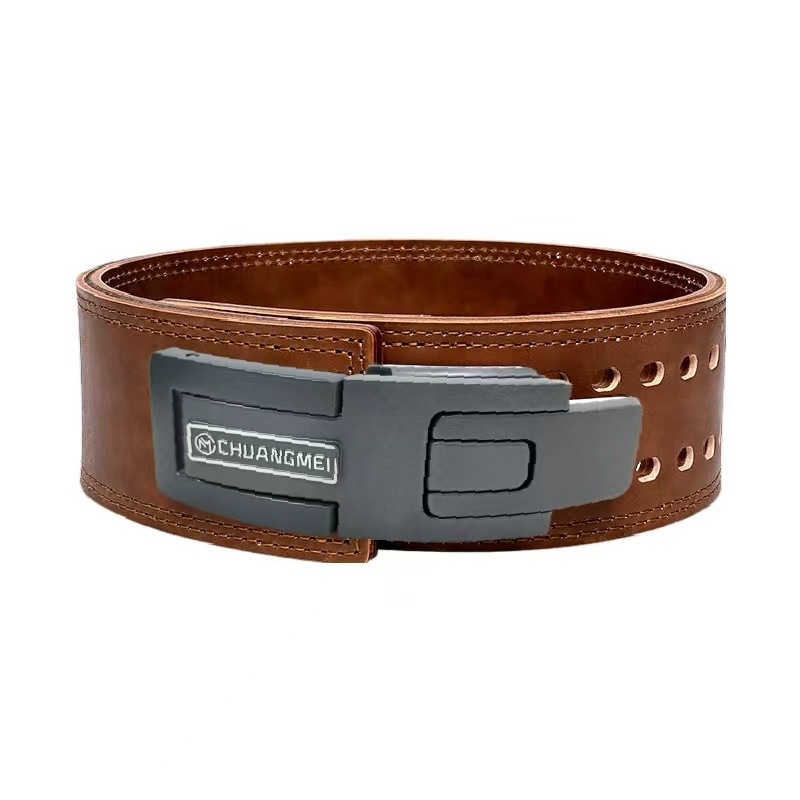 Cinturón de fitness Sentadilla de peso duro de piel de vaca cinturón de hombre pesado con hebilla de palanca cinturón de fitness de piel de vaca SBDYELANG