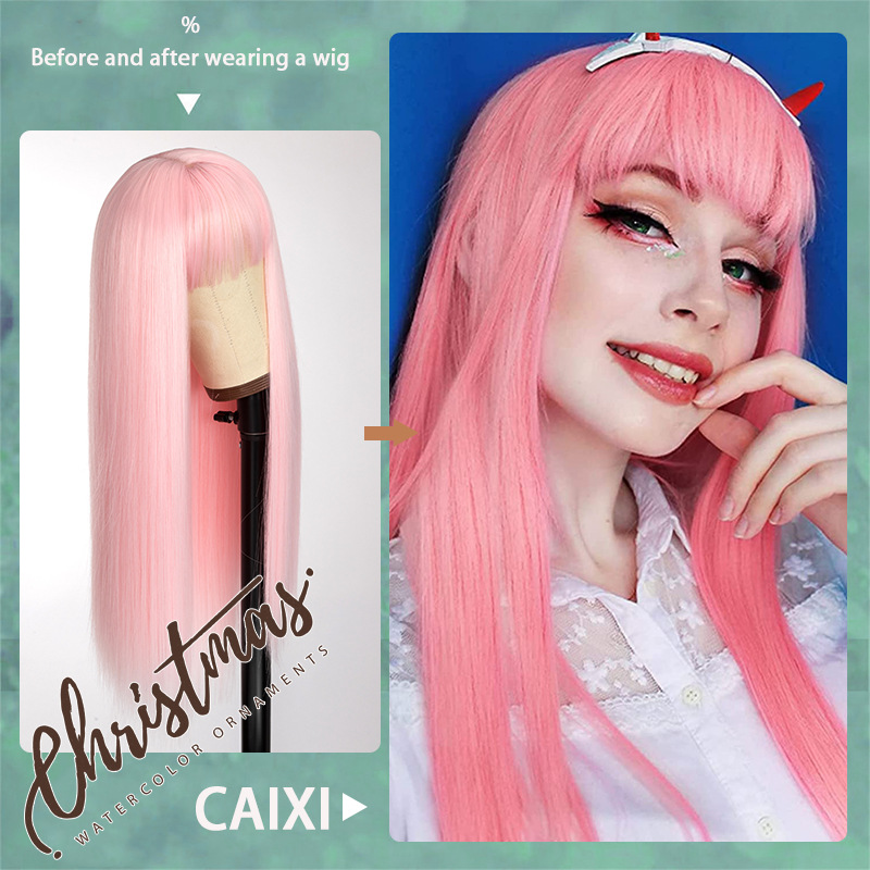 Parrucca sintetica Parrucche nuove da donna Capelli lisci multicolori Set di capelli in fibra sintetica naturale_voghion.com