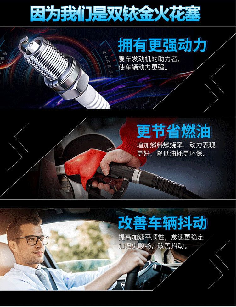 Solve the Problem of Flickering with Original Dual Iridium Spark Plugs, Ultra-Energy-Saving and Fuel-Efficient, Original Factory Upgraded Spark Plugs for Small Cars