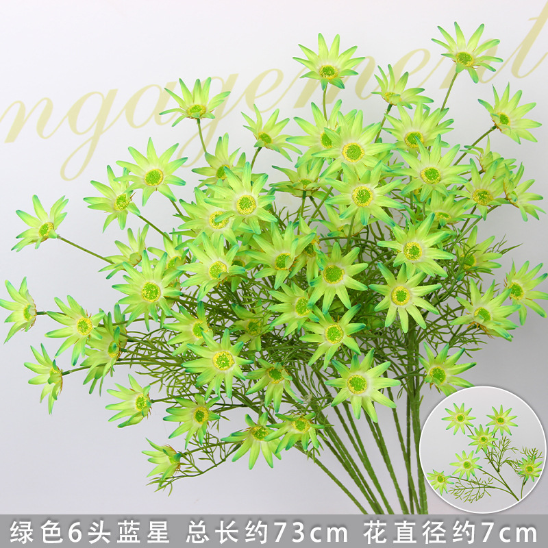 Simulación de flores verdes, flores de seda de boda, hierba
