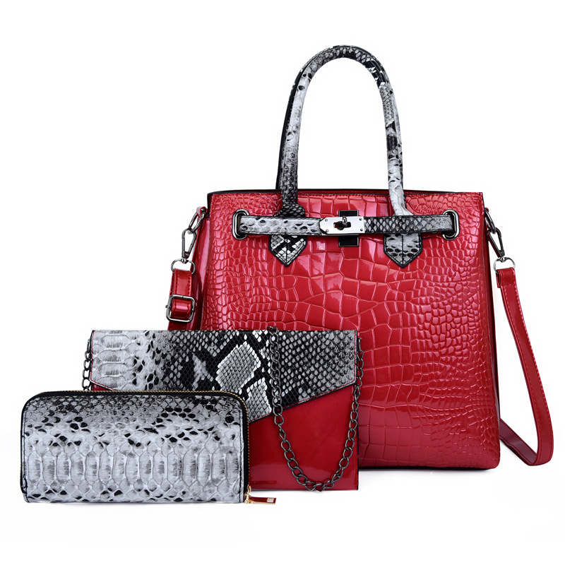 New European and American fashion crocodile pattern crossbody single-shoulder handbag bags for women, wholesale of mother and child set bags undefined