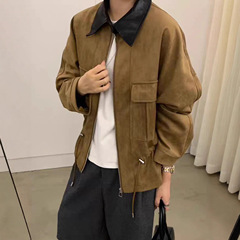 韩版时尚百搭宽松显瘦翻领鹿皮绒长袖外套女2025秋季新款休闲上衣