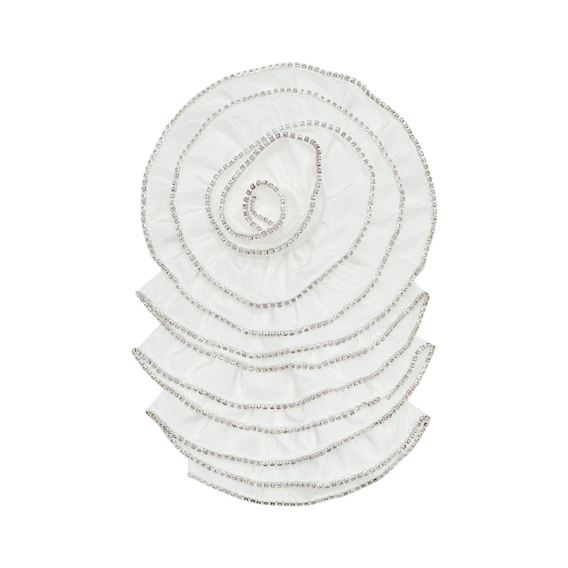 Nueva tela de alta calidad en blanco y negro multicapa clavos tridimensionales perforación flor vestido tocado para el cabello joyas hechas a mano