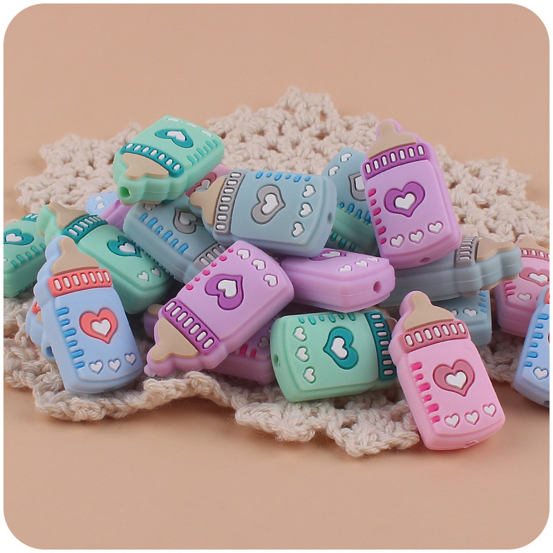 Bebé suministros de dibujos animados de silicona biberón pequeño mordedor creativo DIY bebé molar cadena pezón cadena anti-caída Accesorios