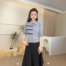 2025春秋新款气质显瘦常规款薄款修身型女装衬衫极简风POLO领针织
