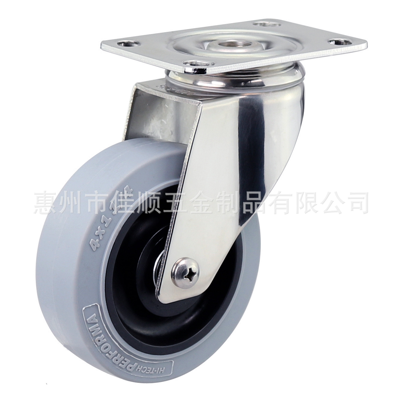 不锈钢防静电脚轮|灰色TPR静音轮|304不锈钢万向脚轮 灰色抗静电