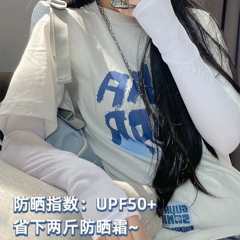 자외선 차단제 얼음 소매 3 장 촬영 여성 여름 자외선 차양 얼음 실크 통기성 모기 구충제 소매 라이딩 라이트 공장
