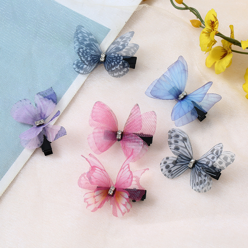 Cute Butterfly Chiffon Printing Hair Clip display picture 4