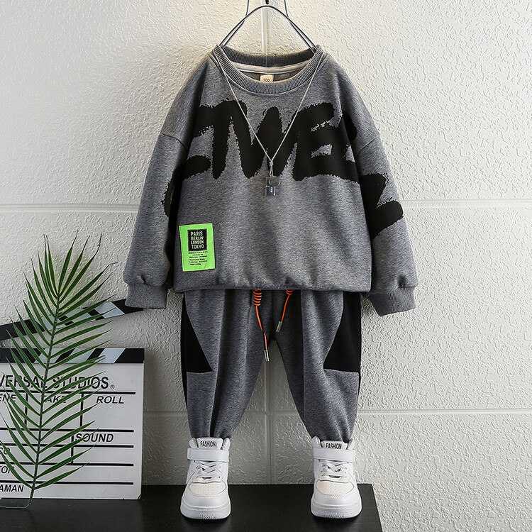 Boys' Lightning 2024 Spring and Autumn New Style Handsome Casual Hoodie Sports Set Children's Clothing_voghion.com