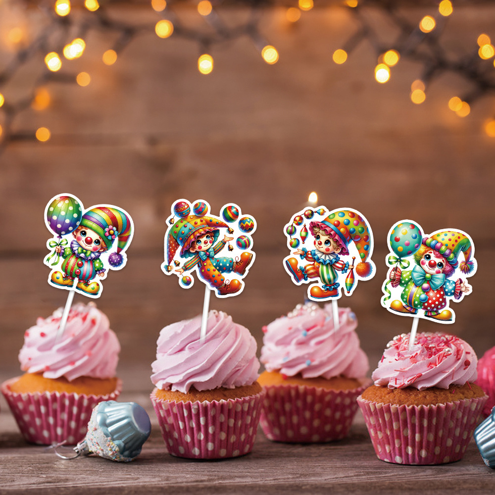Nuevo carnaval transfronterizo decoración de pasteles circo lindo payaso decoración de fiesta de cumpleaños pequeña tarjeta de inserción