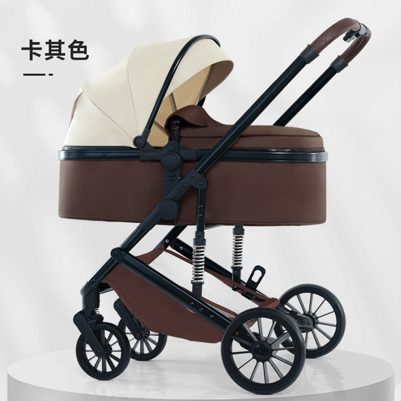 Personalizado alto paisaje cochecito de bebé se puede sentar y acostarse plegable cuatro estaciones cochecito de bebé universal cuatro ruedas antichoque coche bb