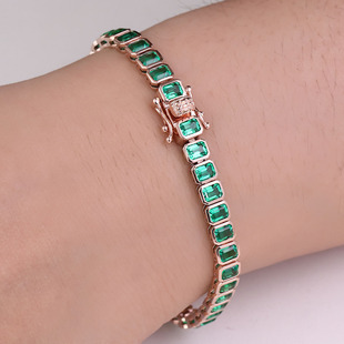 Cultivate Color Treasure Bracelet 18K Gold Bracelet Jewelry Rose Gold Bracelet Artificial Gem Green Bracelet Female Niche