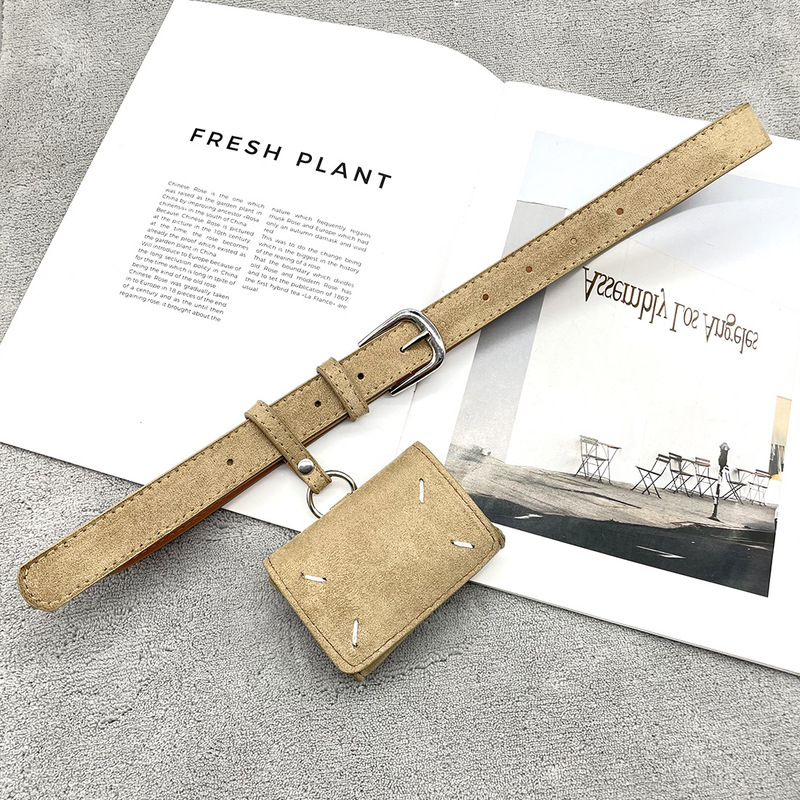 Mini Waist Bag with a High-End Feel, Khaki Color Belt for Women, Unique Matte Design, Paired with a Dress, Korean Style Belt
