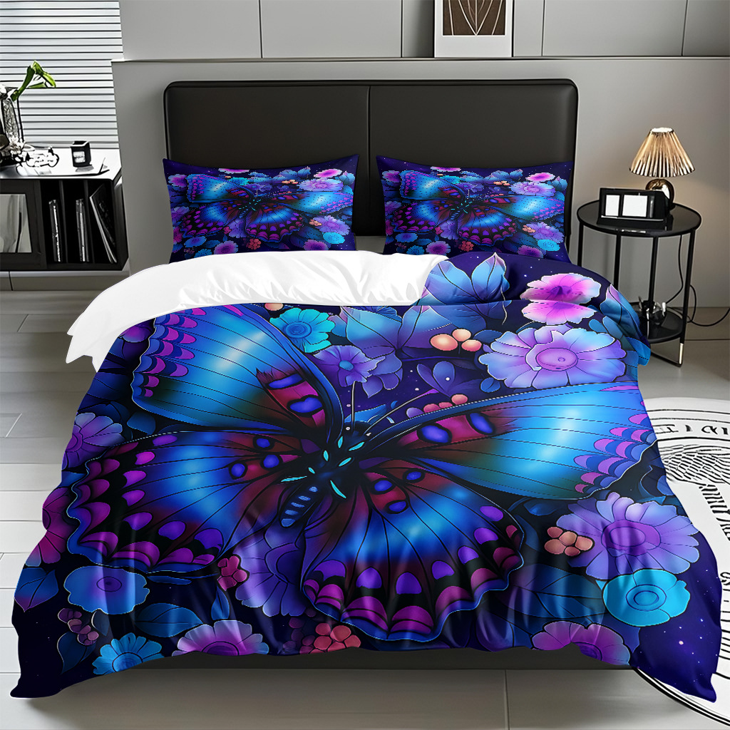 Su propia fábrica suministra directamente una variedad de colchas de impresión digital de mariposa. Comercio electrónico transfronterizo preferido para soportar el modo TEMU JIT.