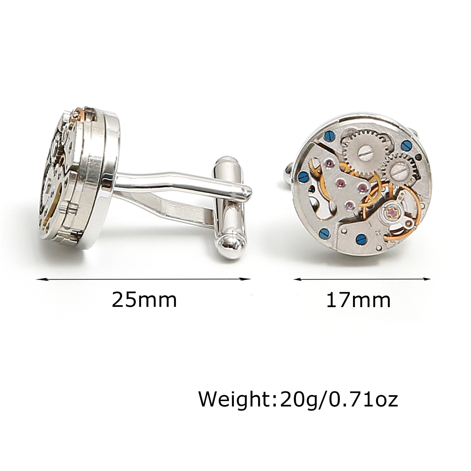 Gemelli da uomo a forma di ingranaggio argento per camicia eleganti_voghion.com