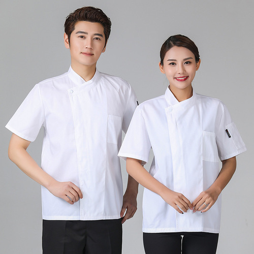Pure White Hotel Kitchen Chef Uniform Men's Long Sleeve Set Autumn/Winter Option Back of House Workwear Thick Chef Coat Cotton