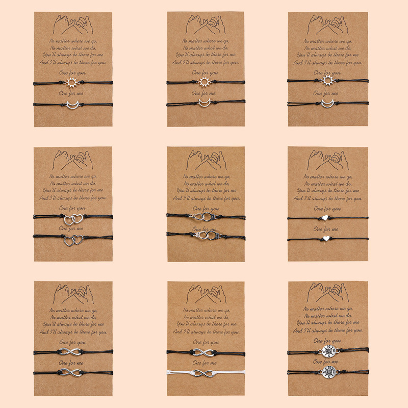 Cross-Border Alloy Sun and Moon Friendship Bracelet European and American Personalized Infinity Symbol Bracelet Retro Woven Couple Bracelet Wholesale Cross-Border Alloy Sun and Moon Friendship Bracelet European and American Personalized Infinity Symbol Bracelet Retro Woven Couple Bracelet Wholesale