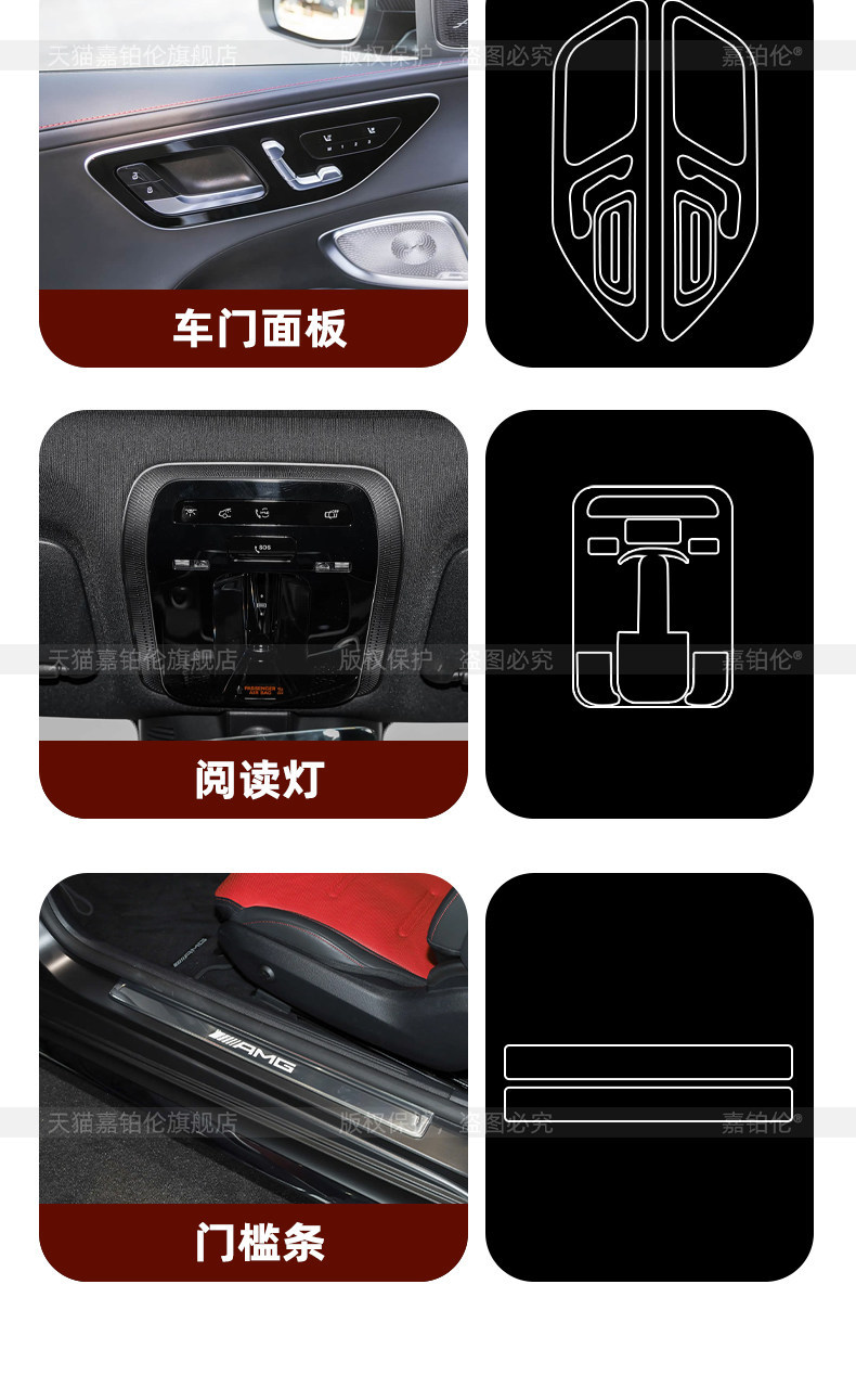 Suitable for 26 models of Mercedes-Benz AMG CLE53, center console gear shift screen tempered film, interior protective film, modification accessories