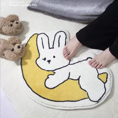 Avtomobil döşəmə paspasları – cute bunny bathroom mat, absorbent - good-night-rabbit-4060cm-imitation-cashmere-with-dotted-plastic-bottom