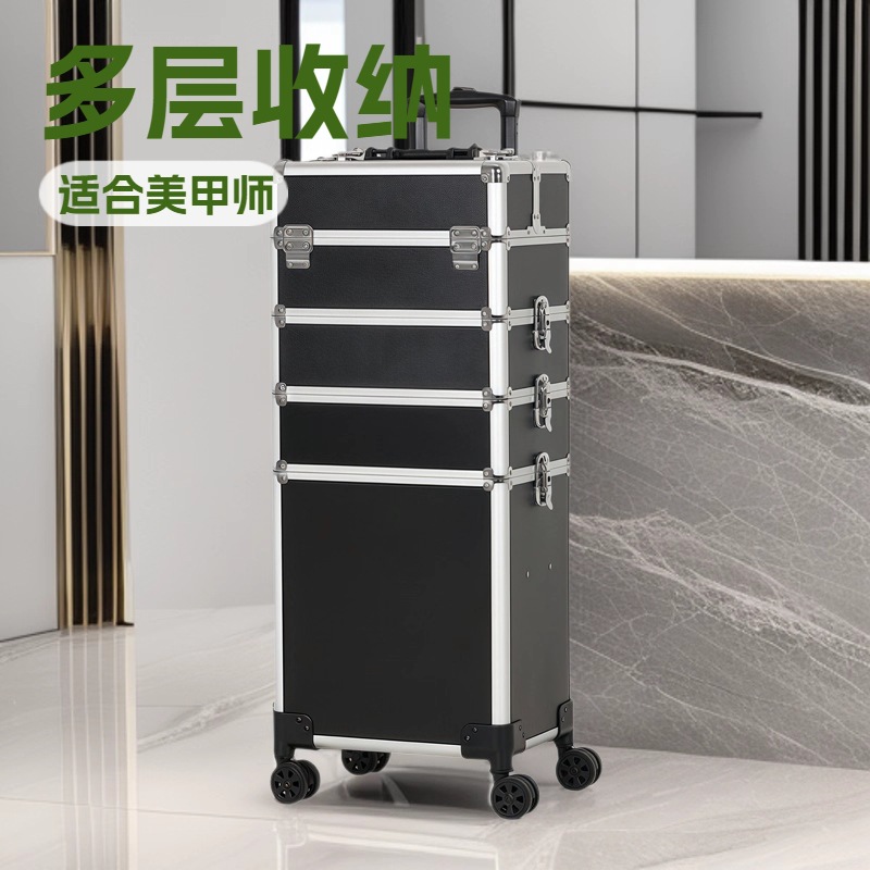 Caja de maquillaje profesional de talón de maquillaje varilla de tracción de gran capacidad de caja de manicuras multicapa caja de herramientas de bordado para almacenar manicurista