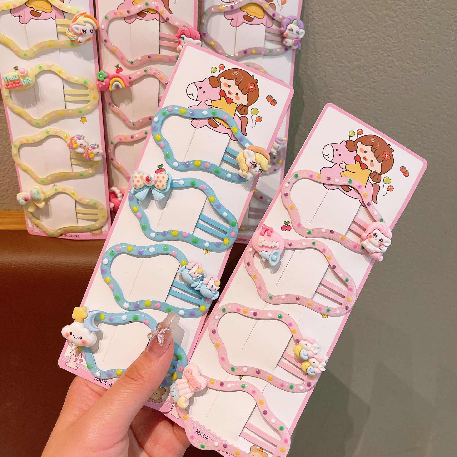 Niños BB lindos clips de cabello nubes gradientes Sanli Chica clips laterales de la cabeza de la niña pequeña clips de cabello