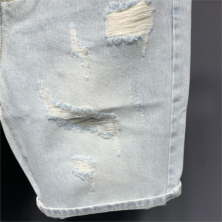Ripped Five-point Jeans Men's High Street Trendy Brand Light Color Retro Beggar Summer Thin Plagianist Handsome Vibe Style Short Pants