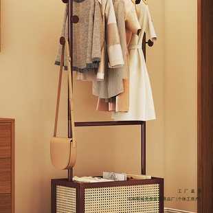 Floor-Standing Clothes Rack for Bedroom, Household Door-Back Solid Wood Storage Dirty Clothes Basket, Simple and Easy Clothes Rack, Removable Coat Rack